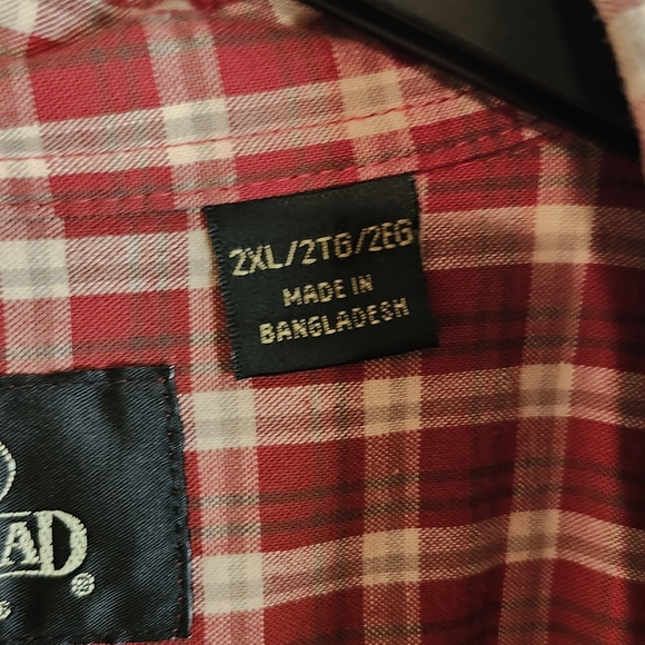 RedHead Men's Red Plaid Casual Button Up Shirt Top - Picture 4 of 11